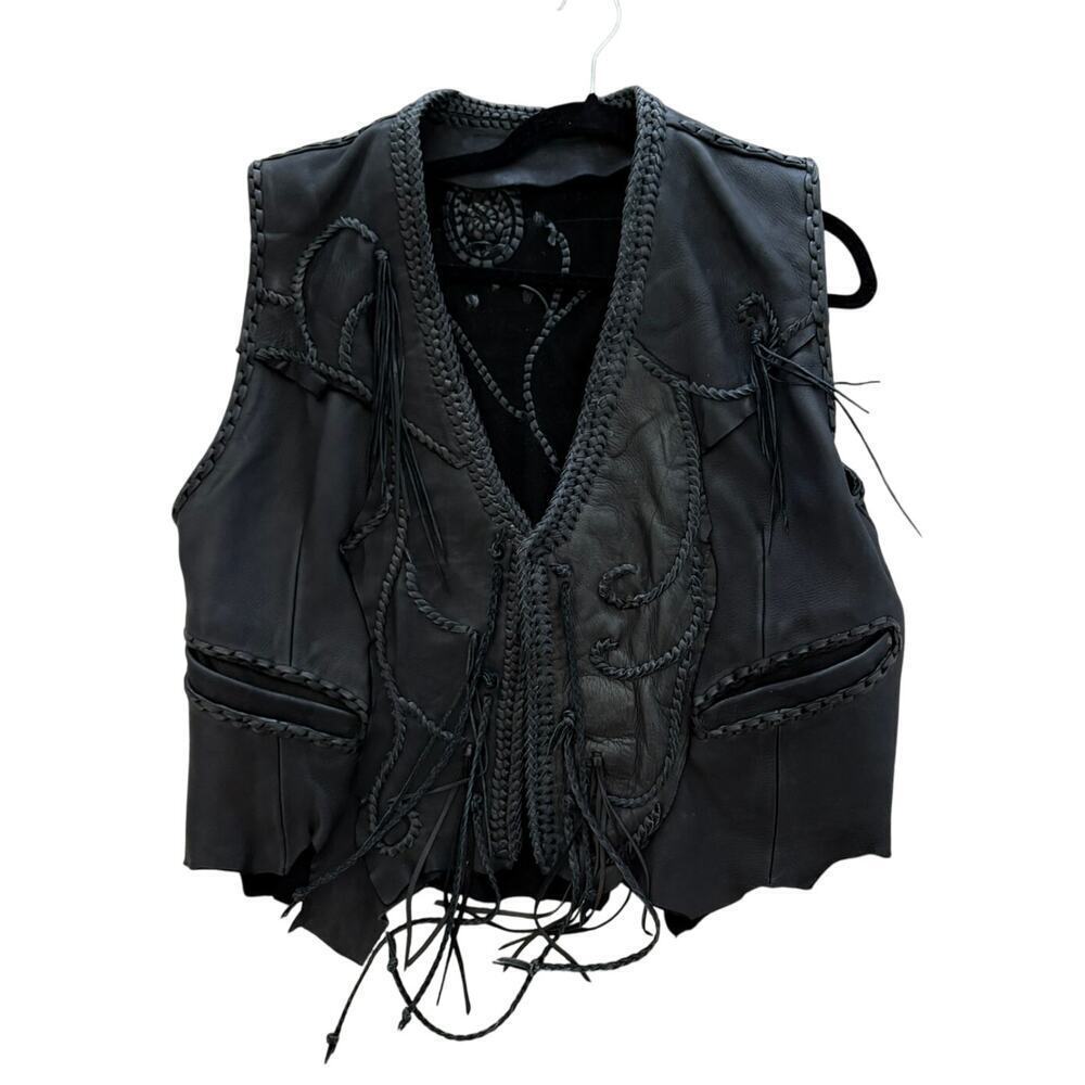 Vintage Handmade Leather Fringe Vest – Holster Style, M/L Fit
